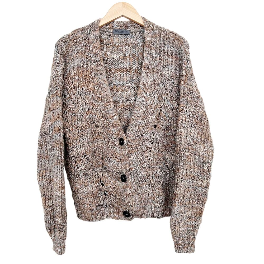 Elsamanda Tan Knit Wool Blend Cardigan Sz L